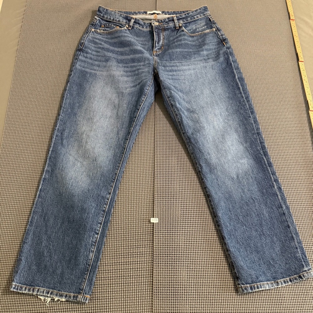 LOFT Womens 6 28 The Curvy Straight Medium Wash Distressed Denim Jeans